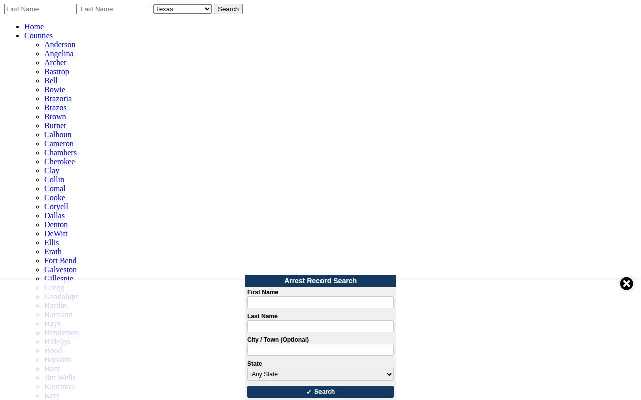 Burnet County crime news unofficial Arrests.org search interface
