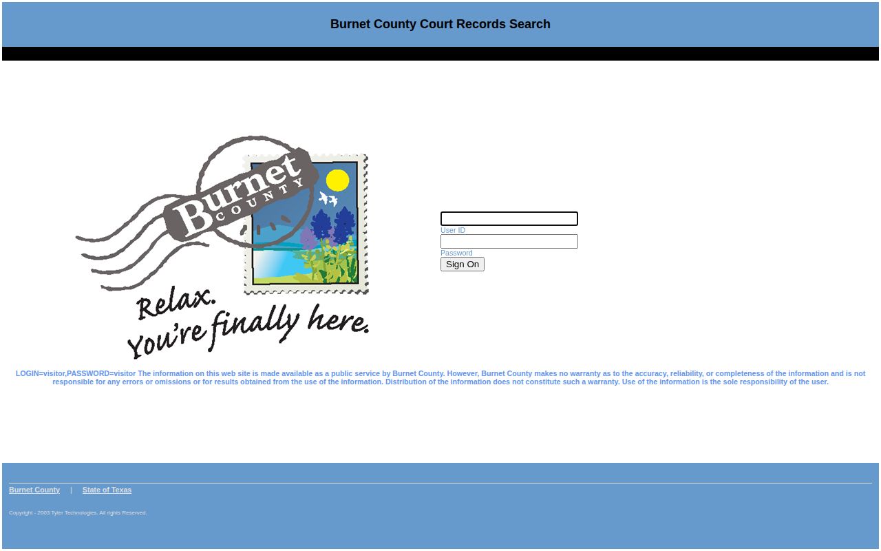 Burnet County official Tyler public-access portal for jail and court records