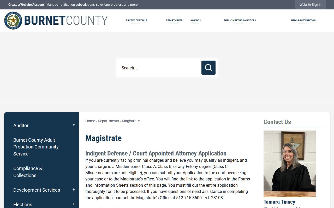 Burnet County Magistrate court-date and docket record route