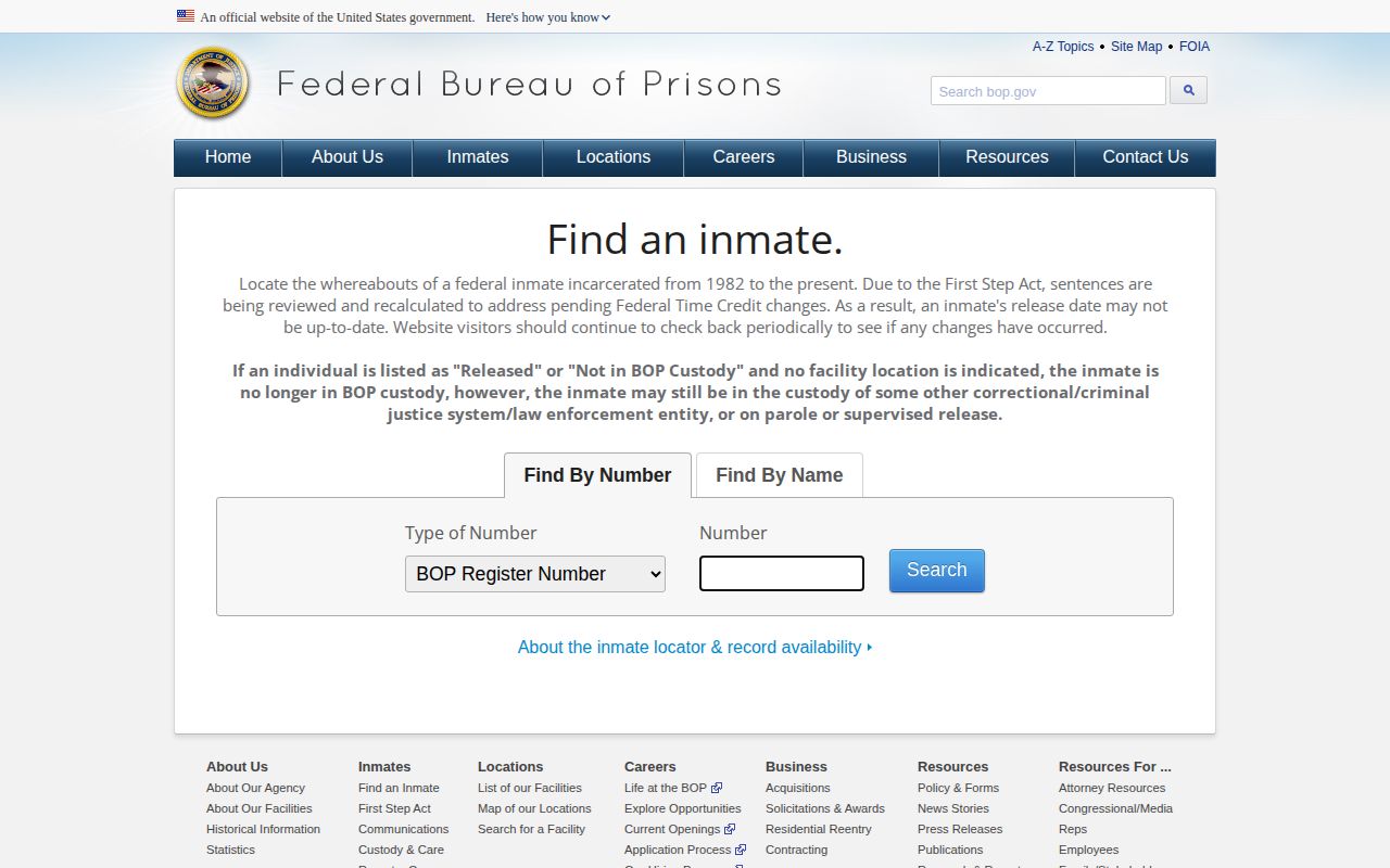Burnet County federal inmate locator custody-record search